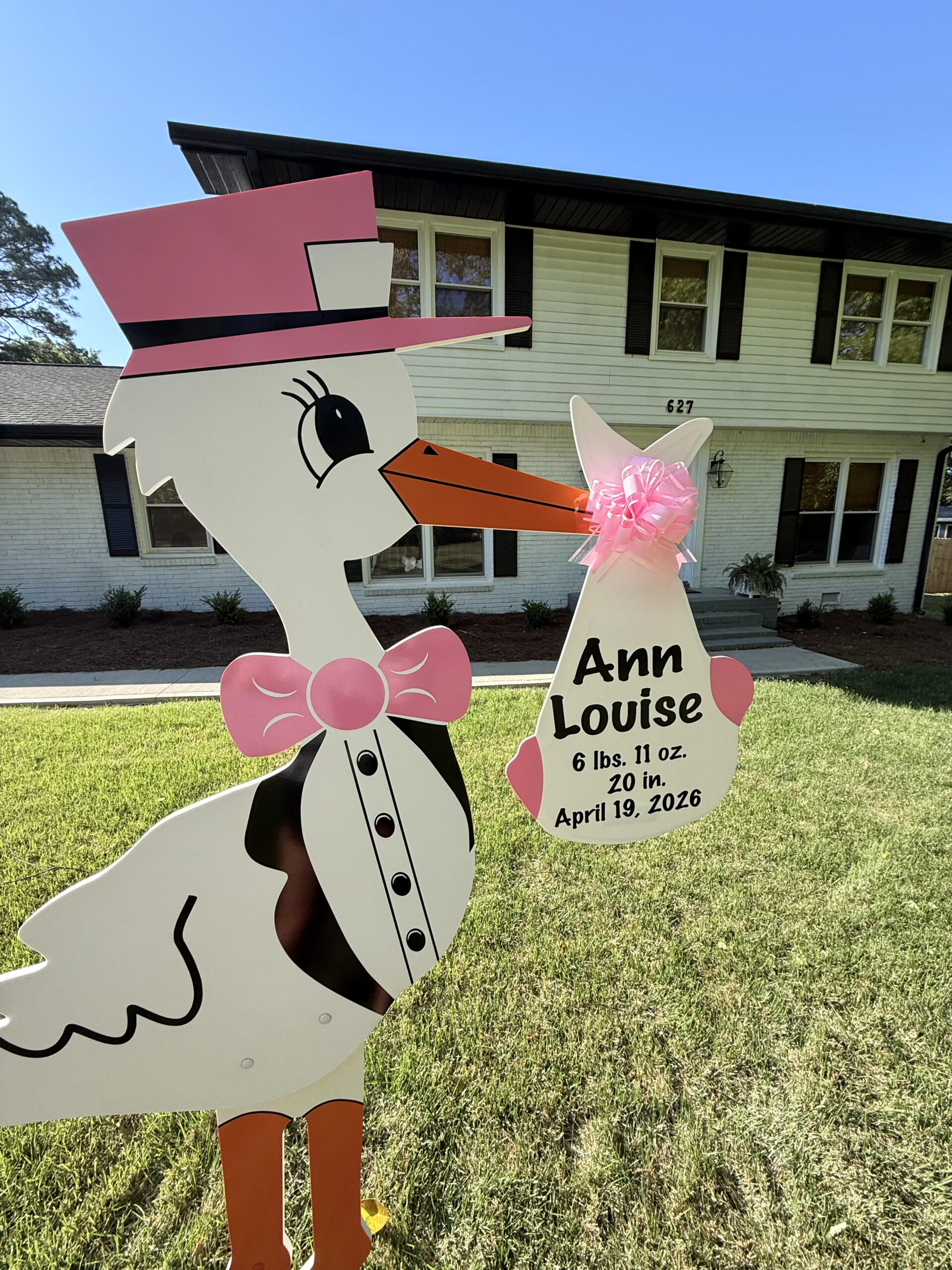 Birth Announcement Stork Sign in Monroe, GA