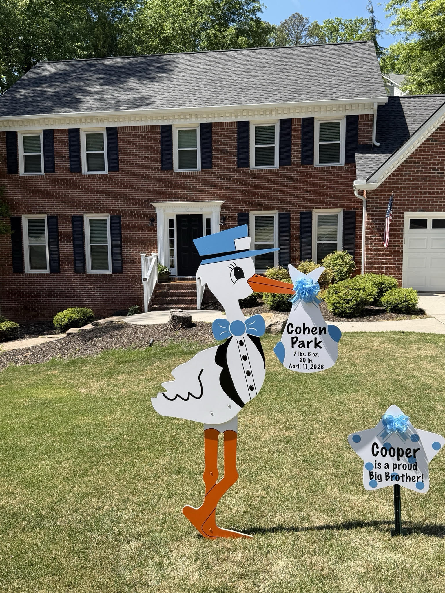 Birth Announcement Stork Sign in Roswell, GA