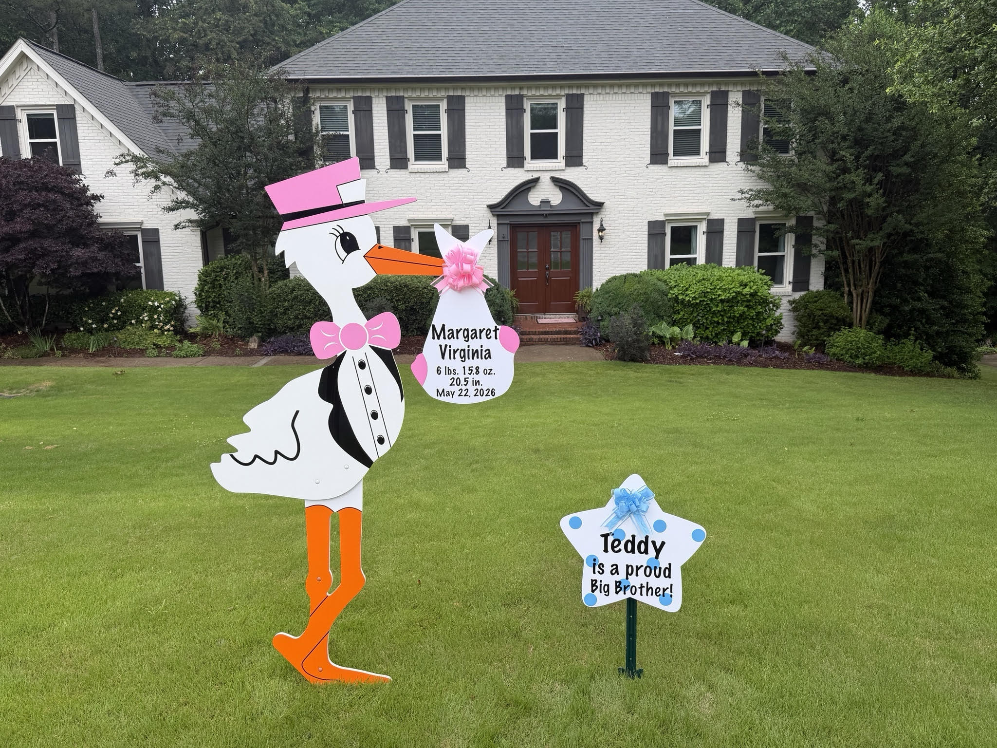 Birth Announcement Stork Sign in Alpharetta, GA