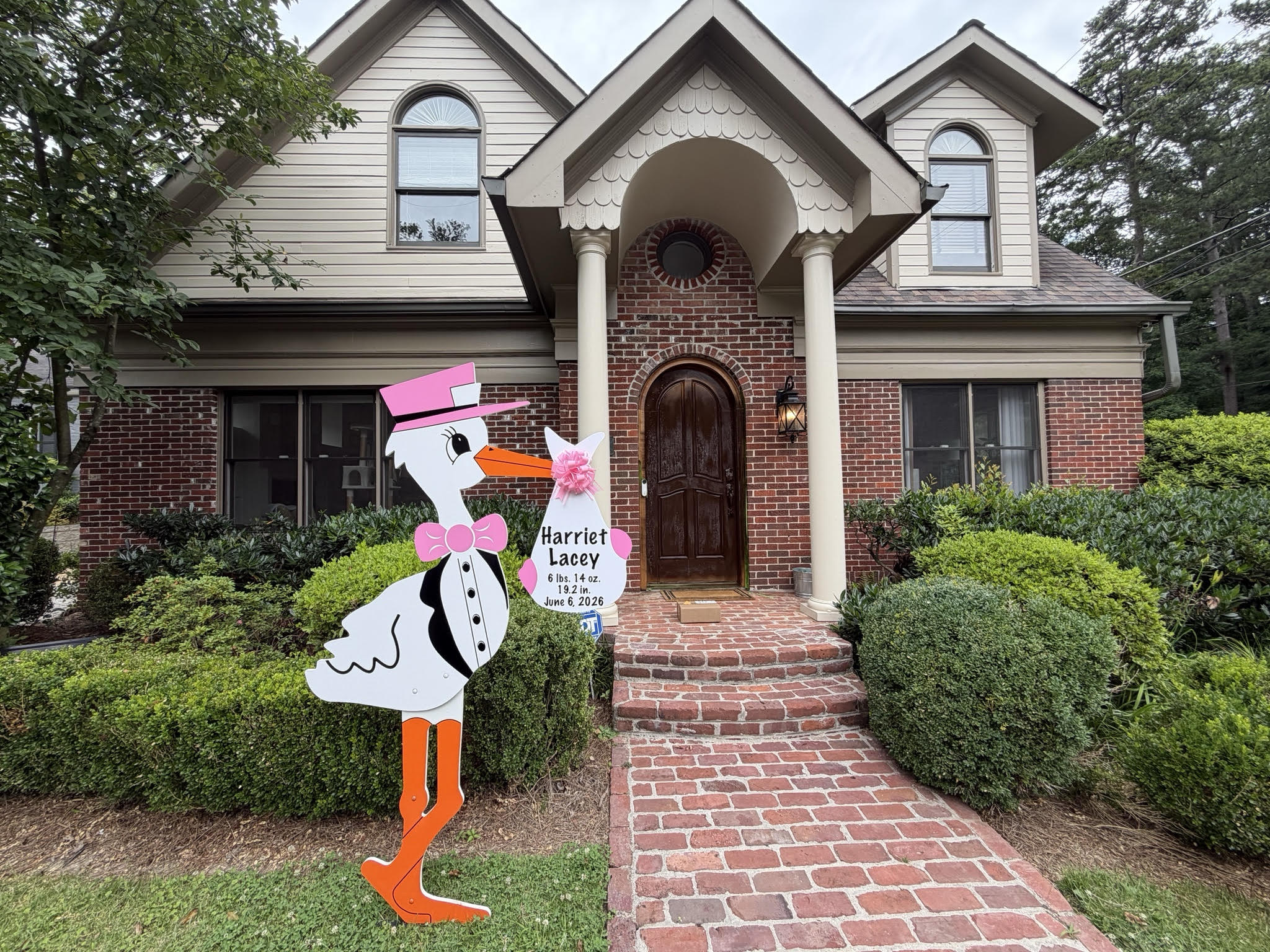 Birth Announcement Stork Sign in Buckhead, Atlanta GA