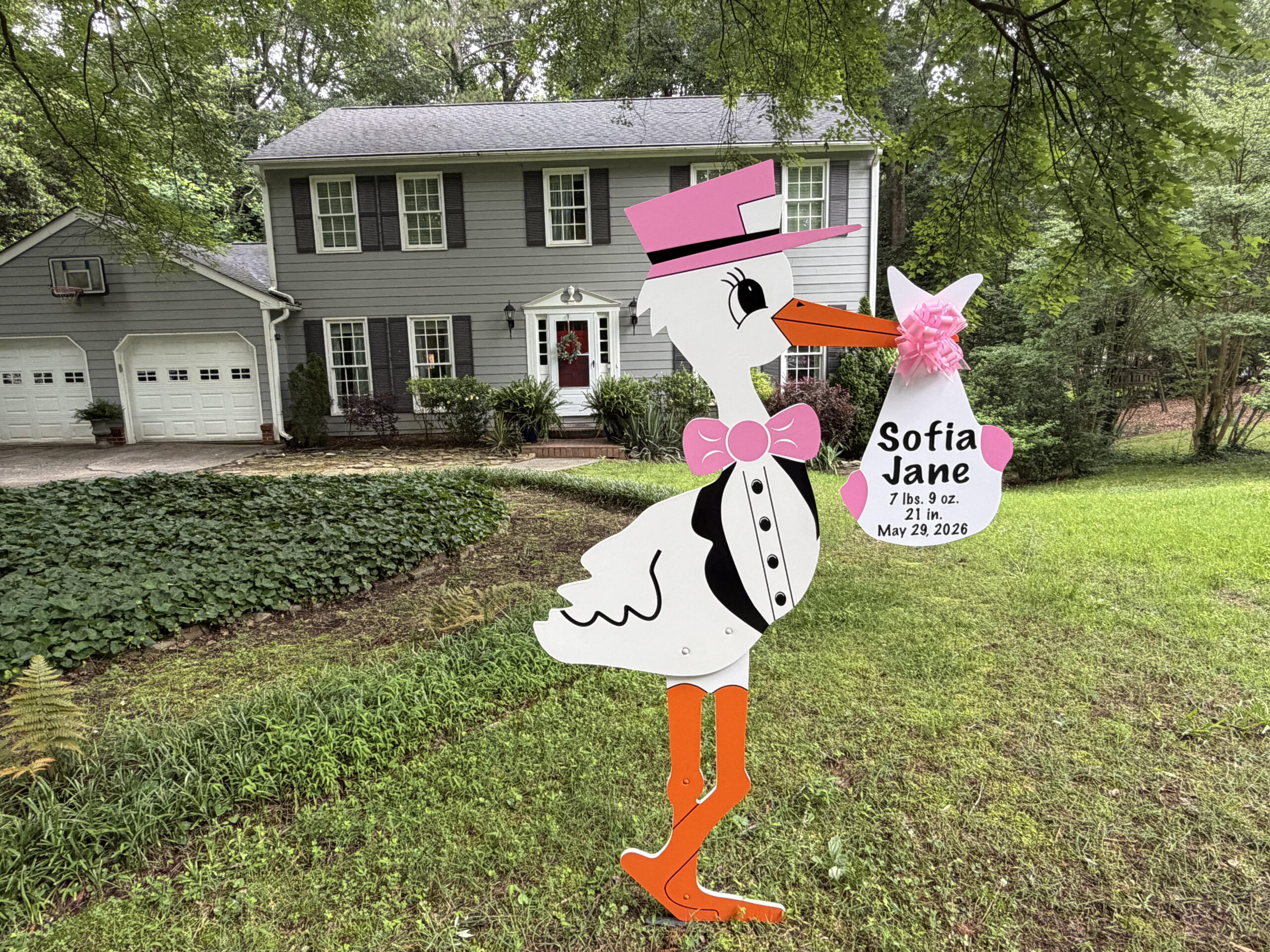 Birth Announcement Stork Sign in Marietta, GA