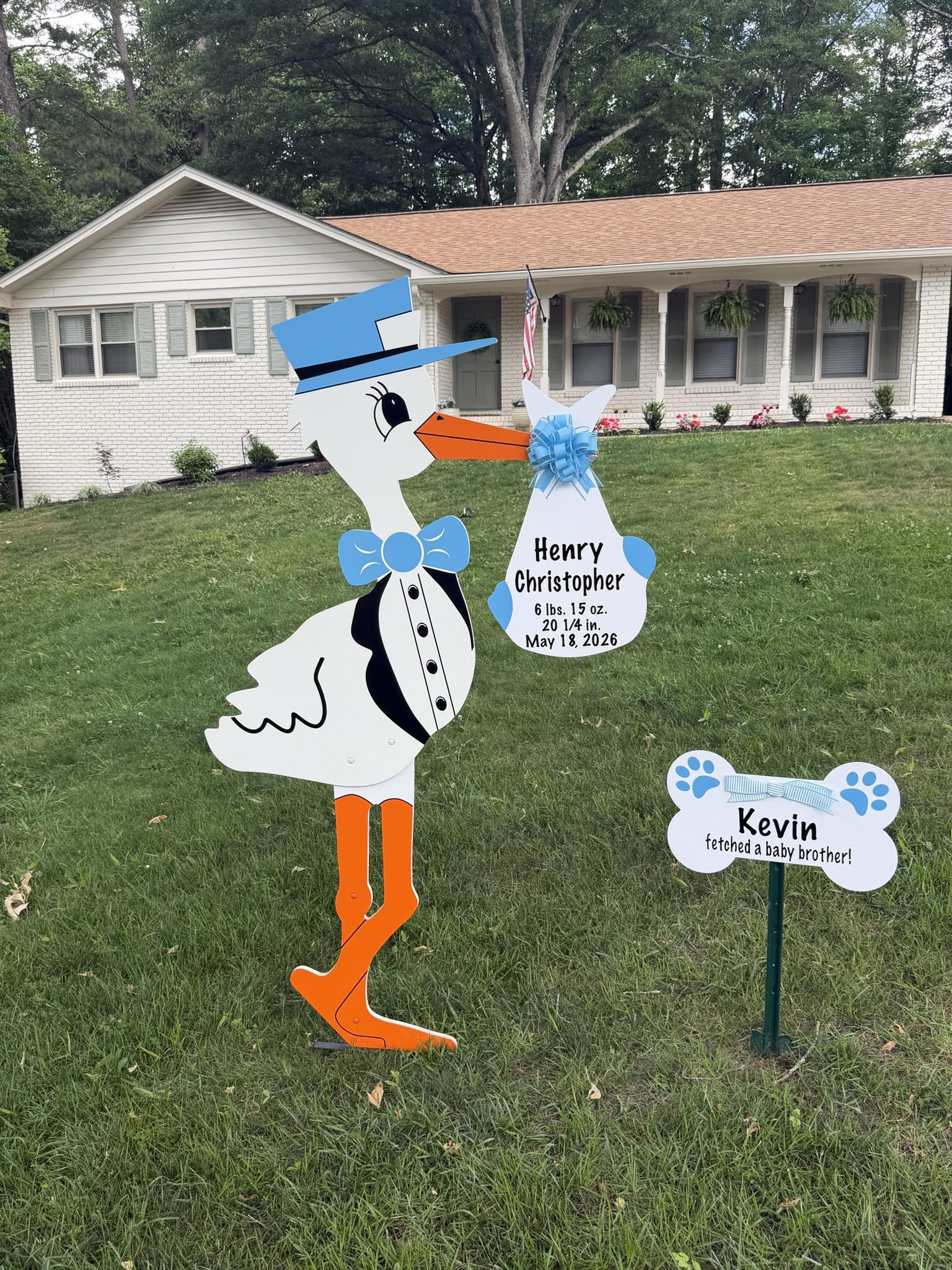 Birth Announcement Stork Sign in Roswell, GA