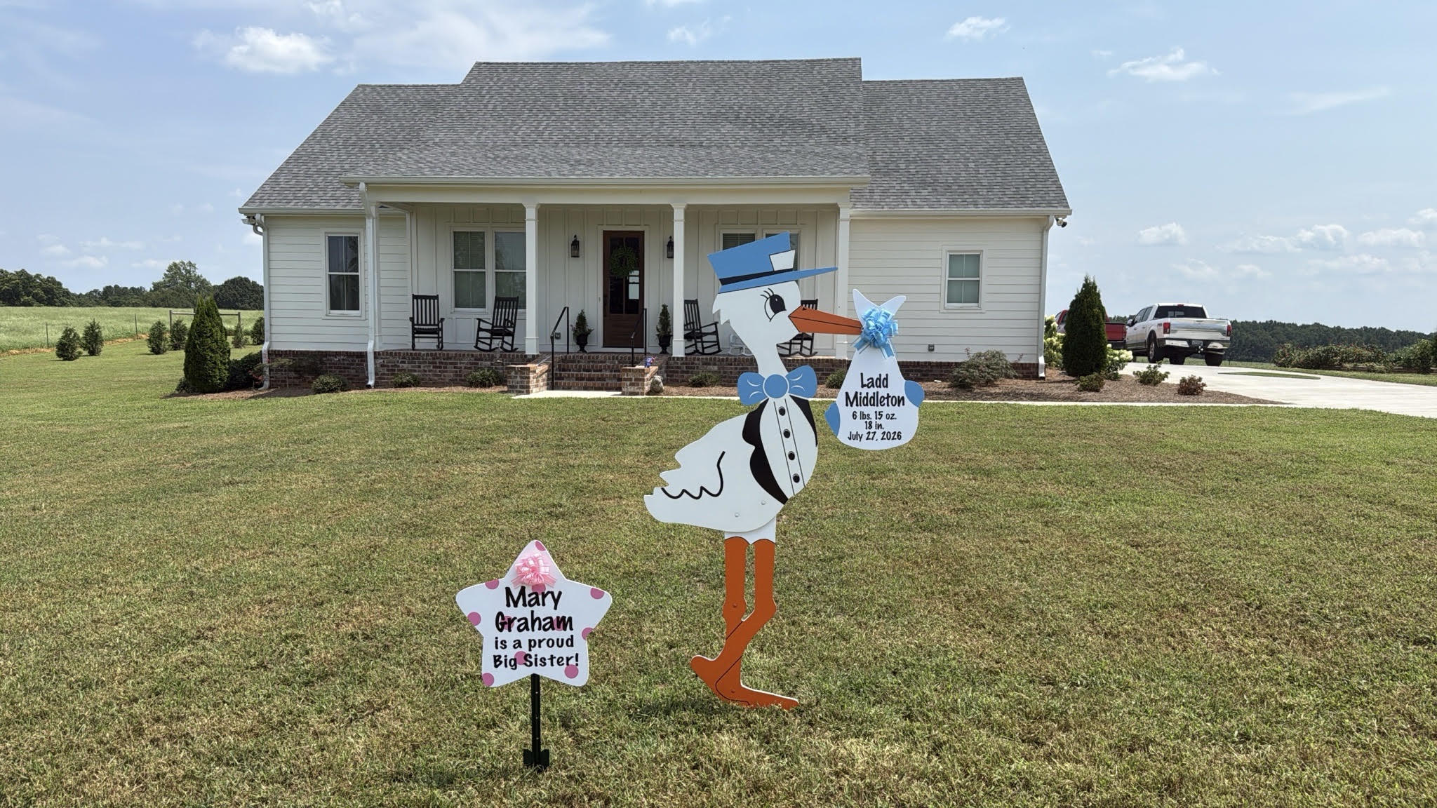 Birth Announcement Stork Sign in Good Hope, GA