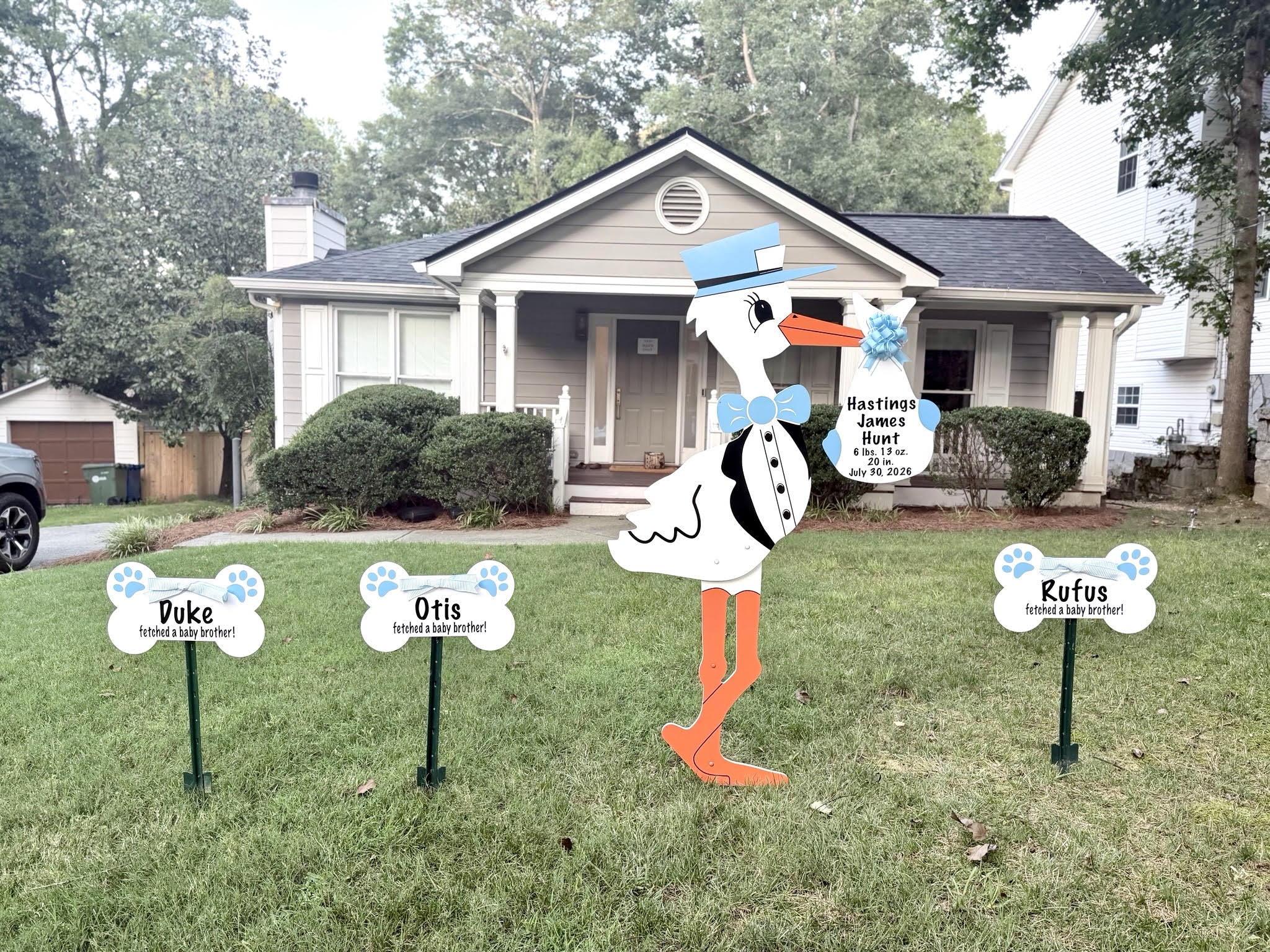 Birth Announcement Stork Sign in Midtown, Atlanta