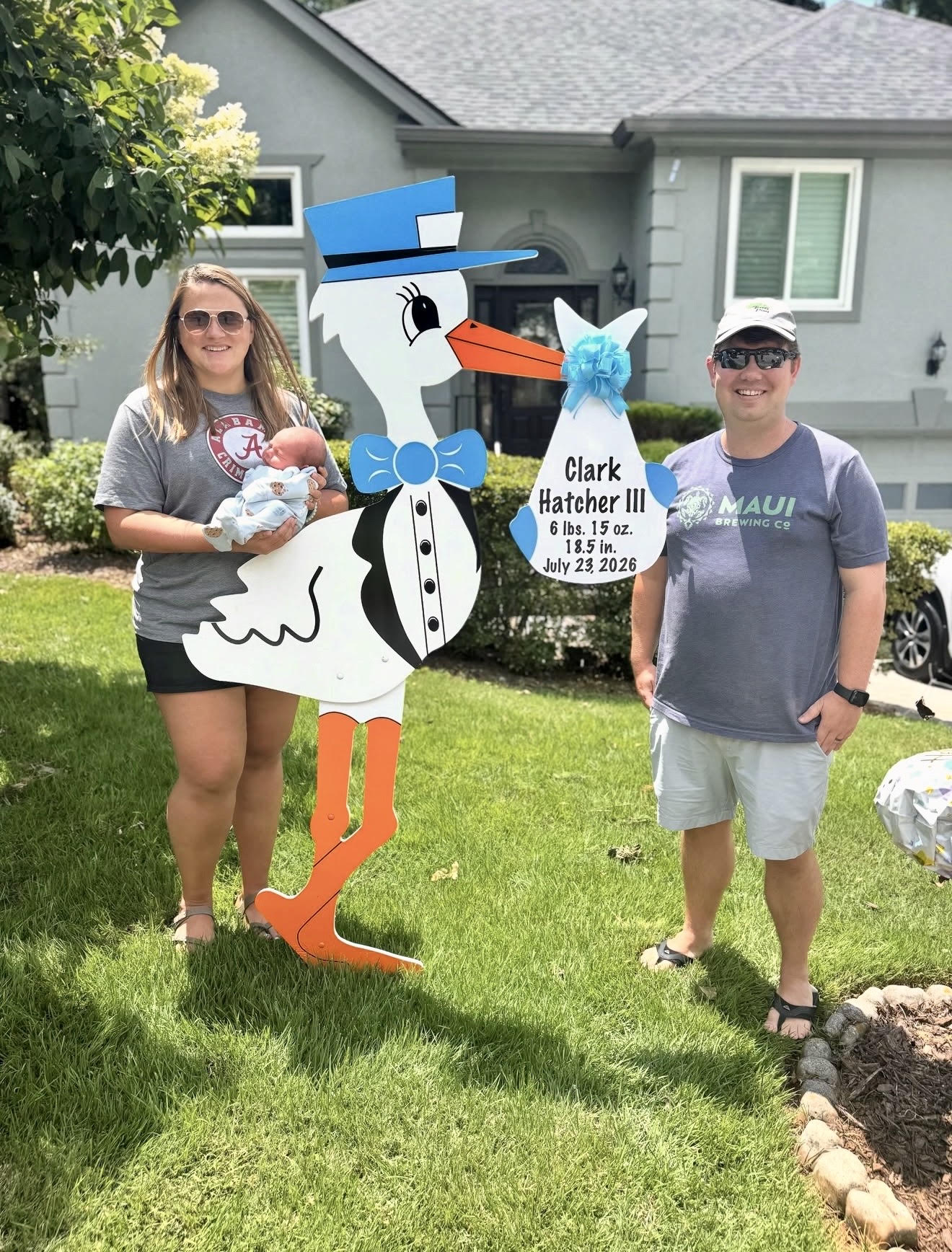 Birth Announcement Stork Sign in Roswell, GA