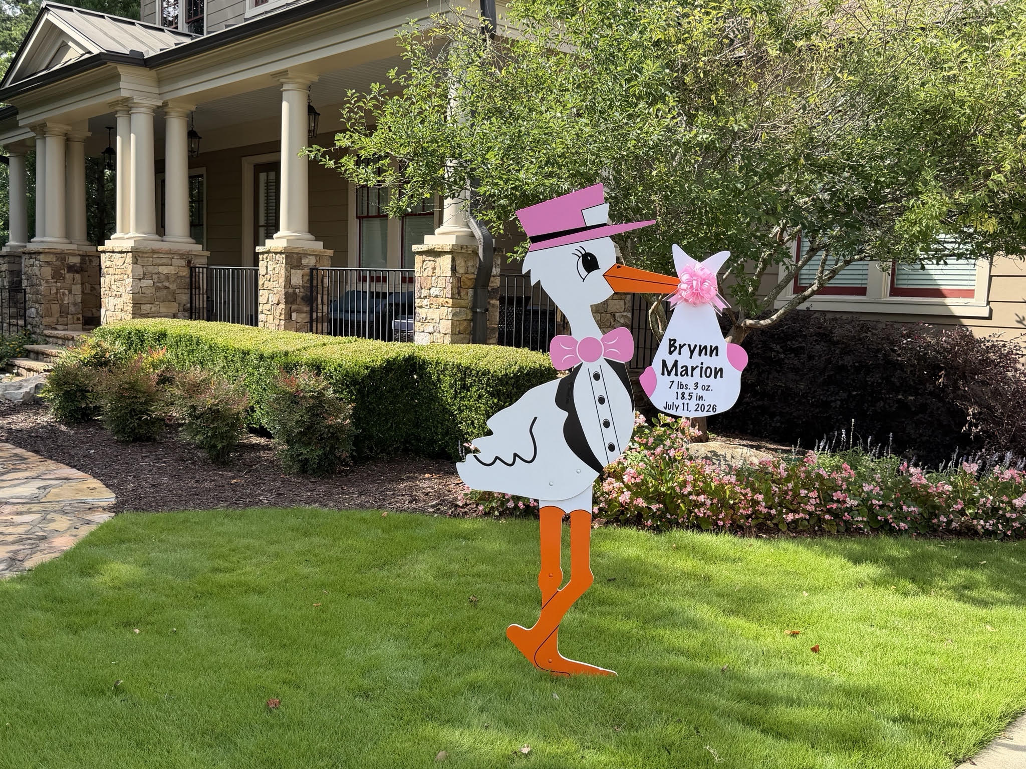 Birth Announcement Stork Sign in Milton, GA