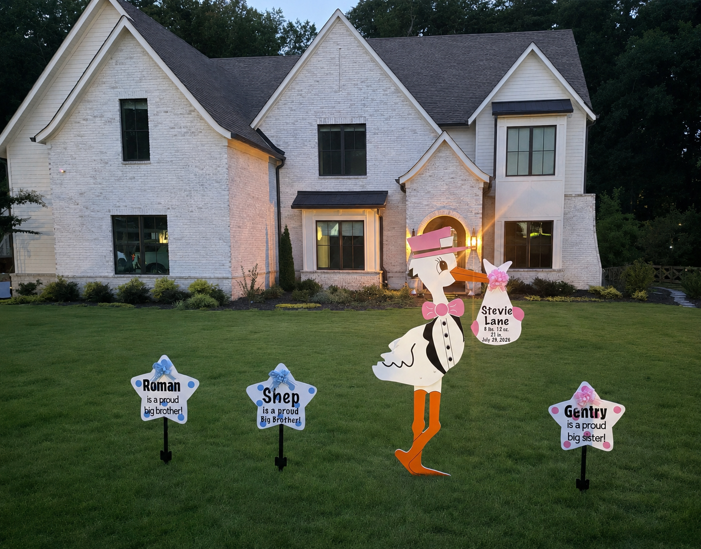 Birth Announcement Stork Sign in Alpharetta, GA