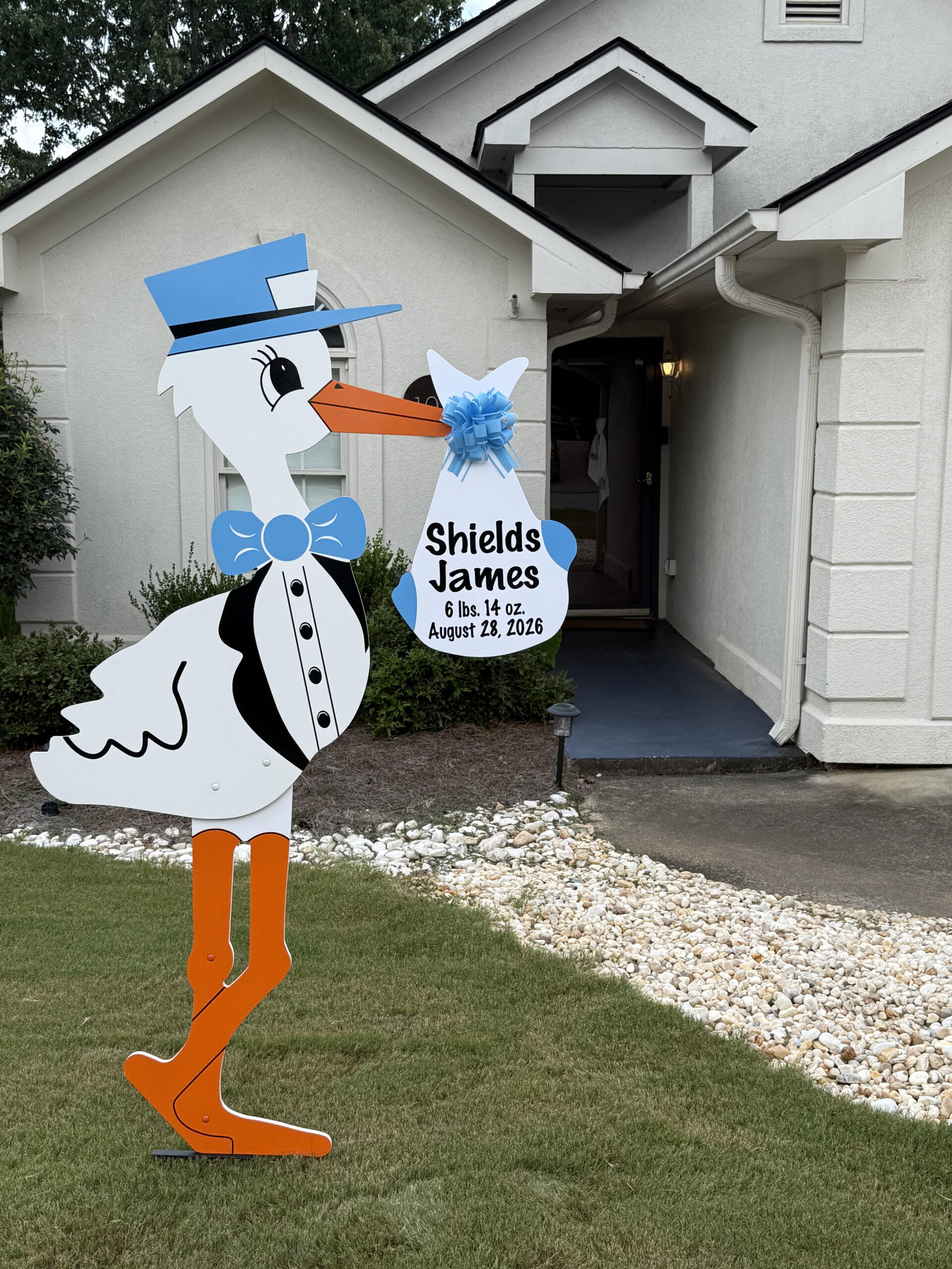Birth Announcement Stork Sign in Athens, GA