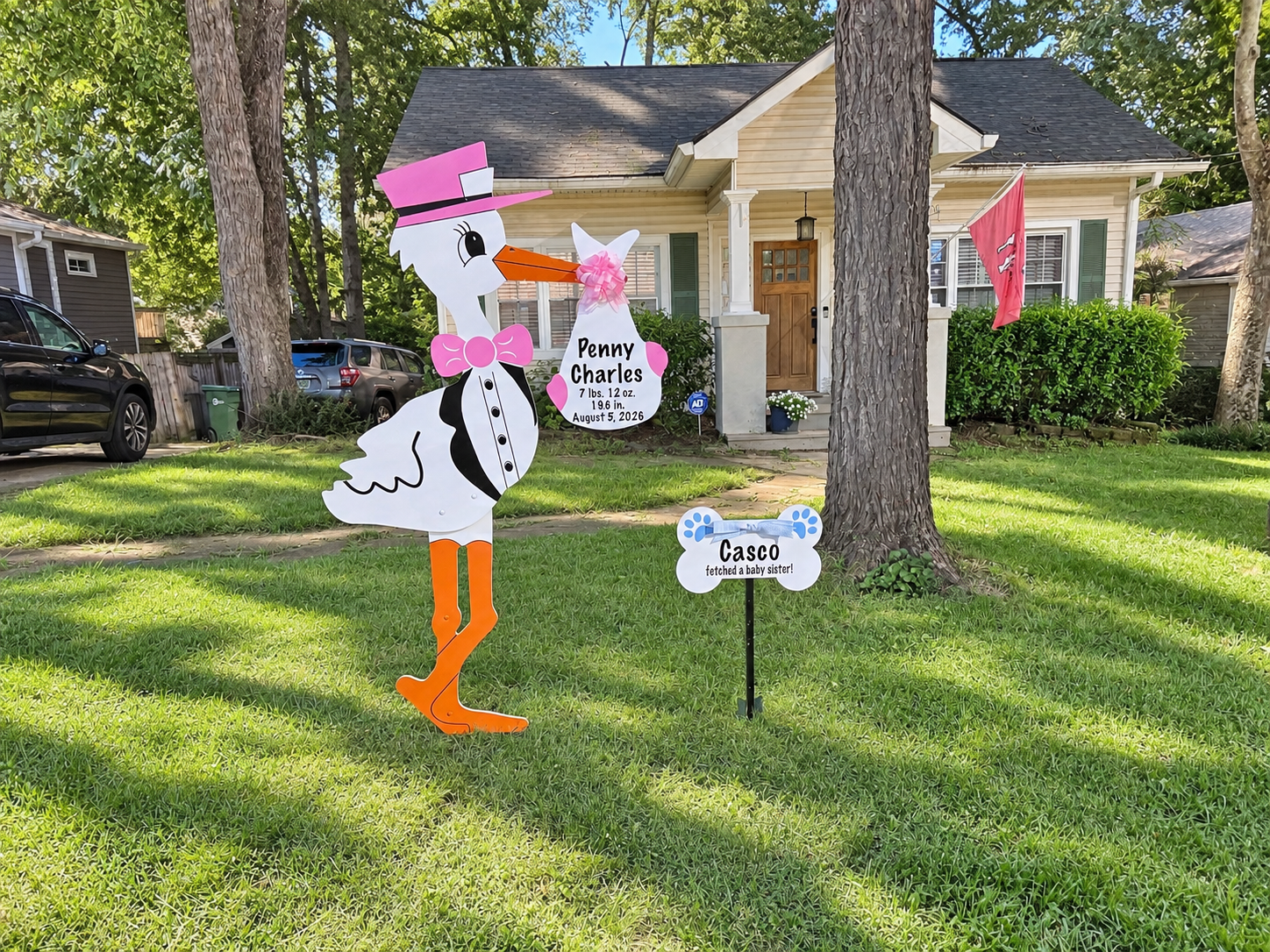 Birth Announcement Stork Sign in Kirkwood, Atlanta