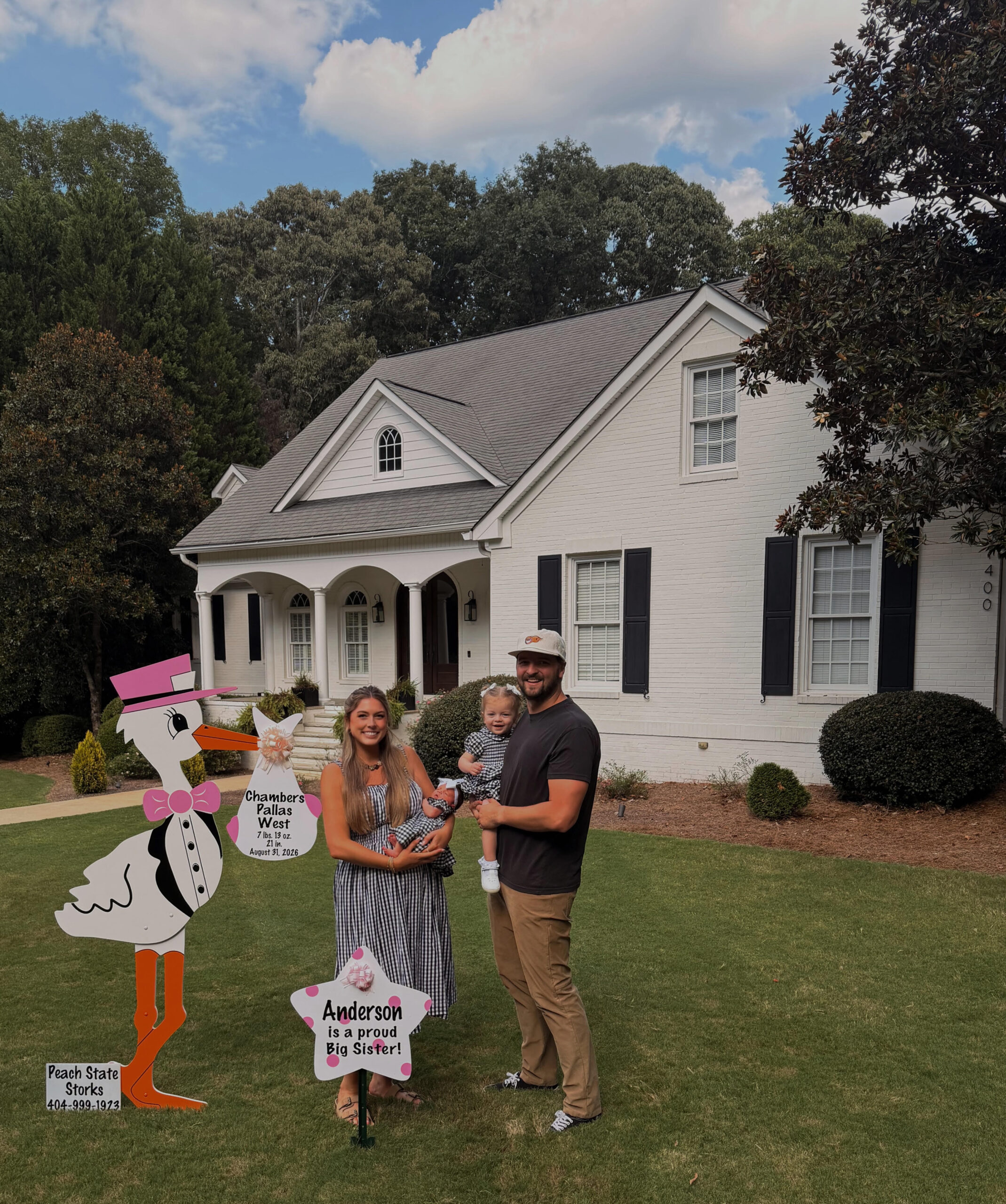 Birth Announcement Stork Sign in Bishop, GA