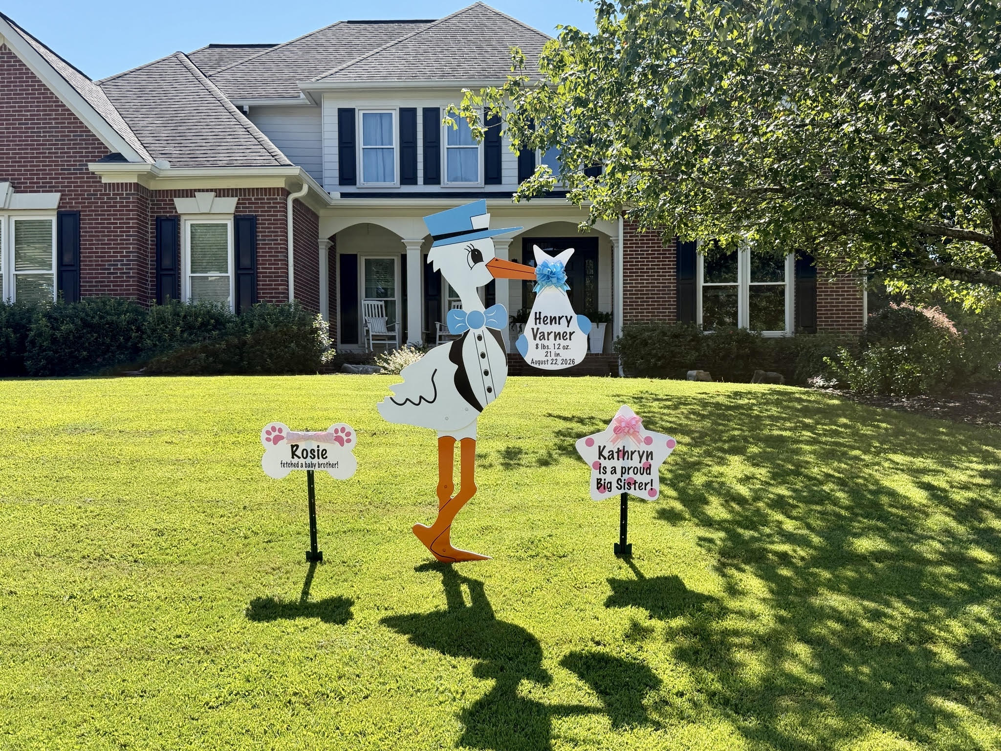 Birth Announcement Stork Sign in Alpharetta, GA