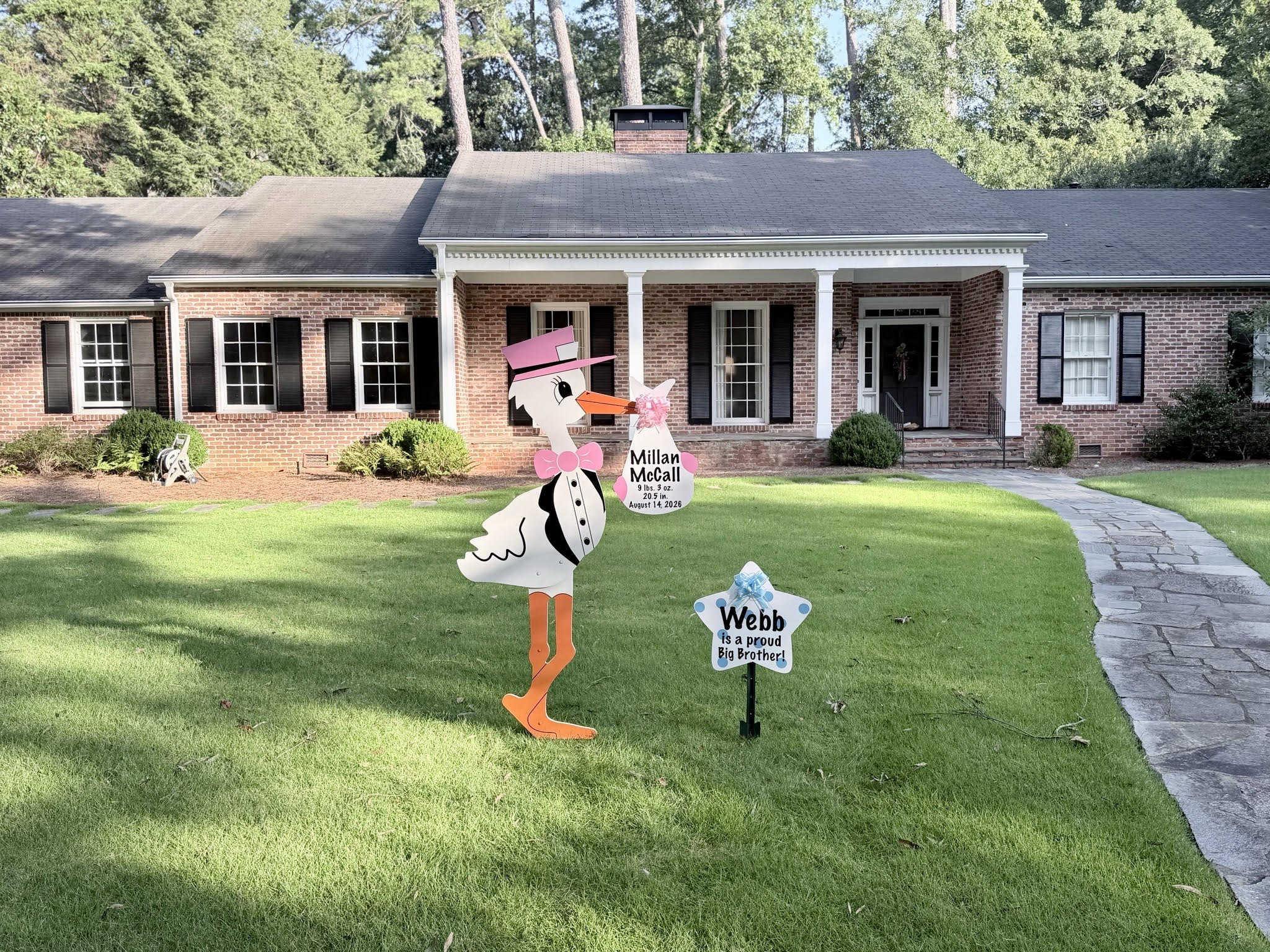 Birth Announcement Stork Sign in Buckhead, Atlanta