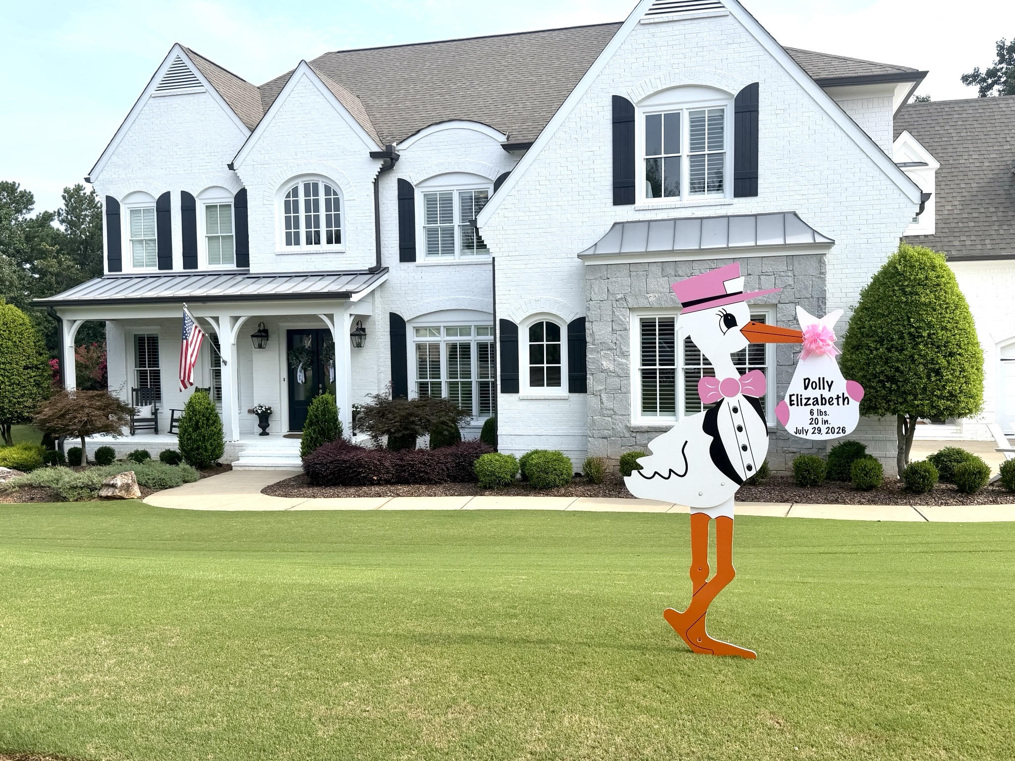 Birth Announcement Stork Sign in Milton, GA