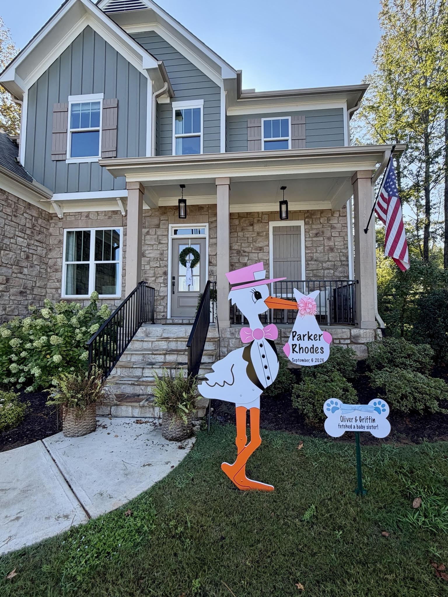 Birth Announcement Stork Sign in Woodstock, GA