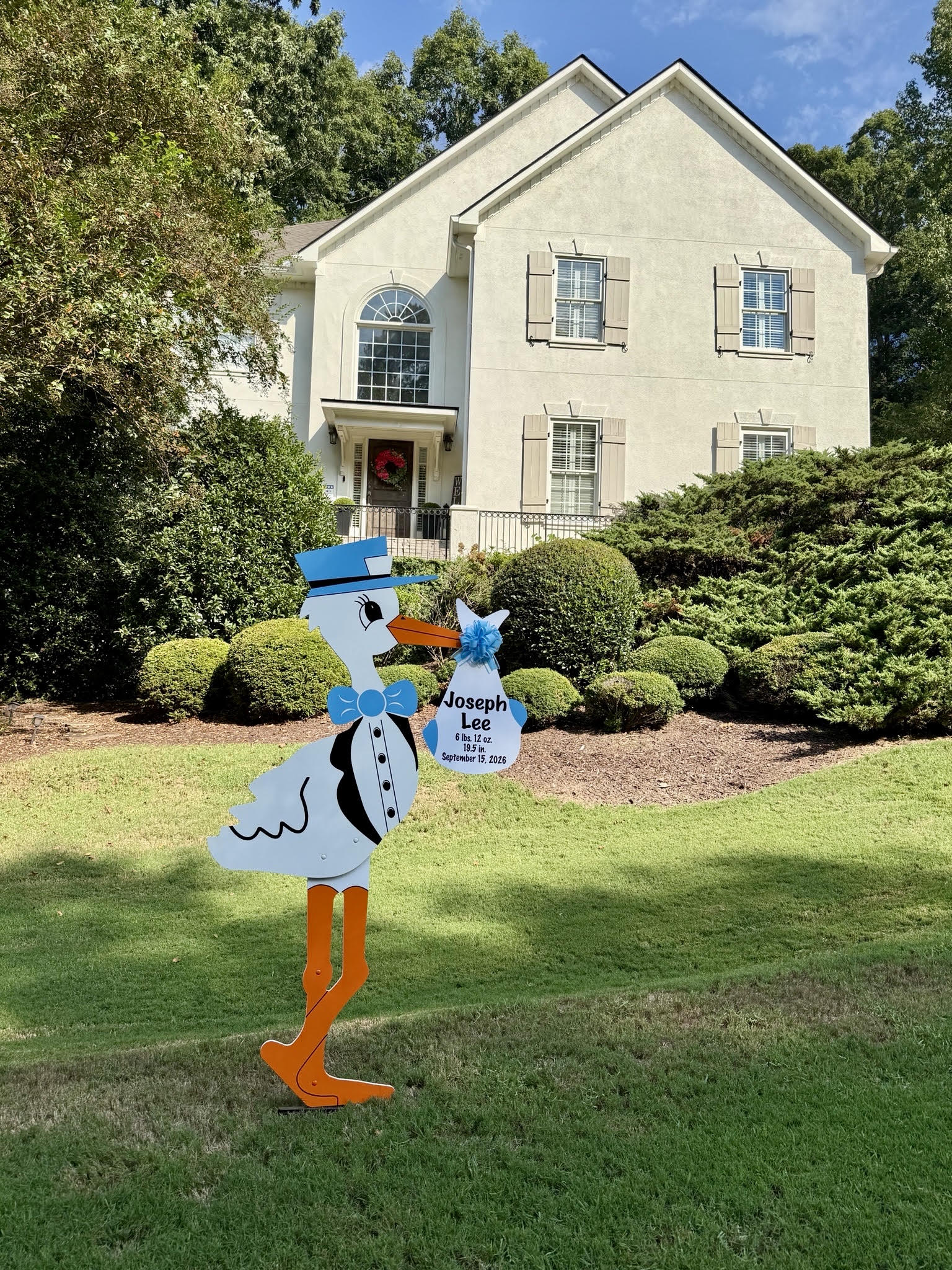 Birth Announcement Stork Sign in Roswell, GA