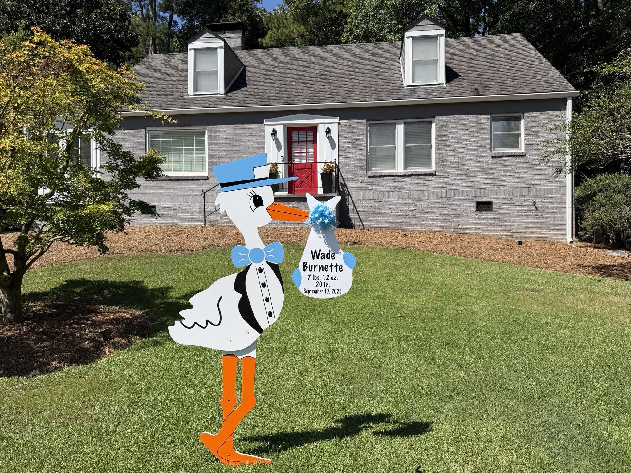 Birth Announcement Stork Sign in Sandy Springs, GA